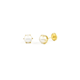 Pendientes Oro Amarillo Perla Y Seis Garras